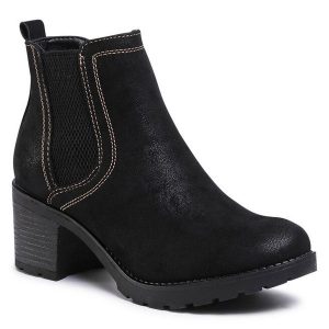 Botki Jenny Fairy. Czarne botki Jenny Fairy, bez wzorów, bez obcasa, na słupku, bez zapięcia. Za 57,99 zł.