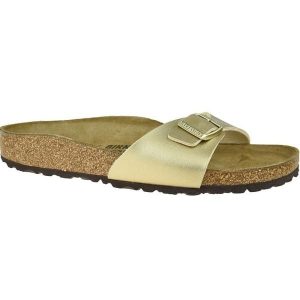 Klapki Birkenstock Madrid Bf 1016107 złoty. Żółte klapki bez wzorów, z materiału, bez obcasa. Za 470,78 zł.
