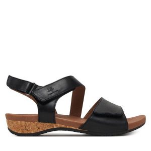 Sandały Josef Seibel. Czarne sandały Josef Seibel, bez wzorów, bez obcasa, na płaskiej podeszwie, bez zapięcia. Za 409,99 zł.