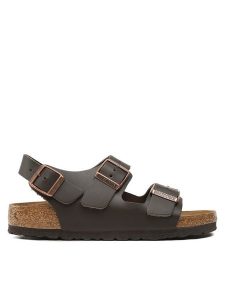 Birkenstock Sandały Milano Bs 34103 Brązowy. Brązowe sandały Birkenstock, bez wzorów, ze skóry, bez obcasa, na płaskiej podeszwie, bez zapięcia. Za 429,99 zł.