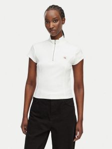 Calvin Klein Jeans T-Shirt LV047G240G Biały Slim Fit. Białe t-shirty Calvin Klein Jeans, xl, bez wzorów, z bawełny, bez kołnierzyka, bez ramiączek. Za 209,99 zł.
