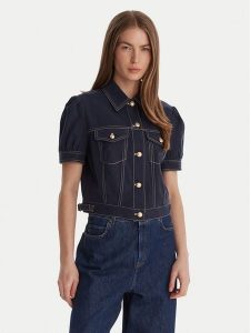 Guess Kurtka jeansowa W6GL08 W1804 Granatowy Regular Fit. Niebieskie kurtki Guess, m, z aplikacjami, z bawełny, bez kaptura. Za 522,99 zł.