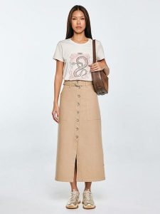 BIG STAR Spódnica w kolorze beżowym rozmiar: XL. Brązowe spódnice Big Star, na co dzień, xl, bez wzorów, z tkaniny, retro, maxi. Za 109,99 zł.