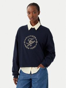 Tommy Hilfiger Bluza WW0WW50969 Granatowy Relaxed Fit. Niebieskie bluzy TOMMY HILFIGER, l, bez wzorów, z bawełny, bez kaptura. Za 349,99 zł.