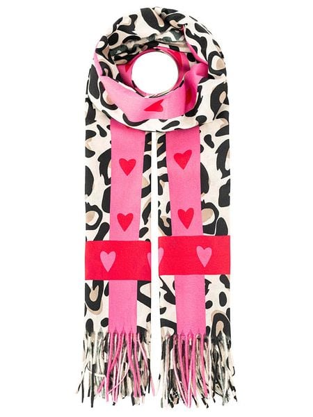 Zwillingsherz Szal "Leo & Hearts" w kolorze beżowo-różowym - 180 x 70 cm rozmiar: onesize. Różowe szaliki Zwillingsherz, bez wzorów, z materiału. Za 66,78 zł.