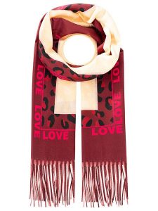 Zwillingsherz Szal "Leo Love & Hearts" w kolorze bordowo-różowo-beżowym - 180 x 70 cm rozmiar: onesize. Czerwone szaliki Zwillingsherz, bez wzorów, z materiału. Za 124,11 zł.