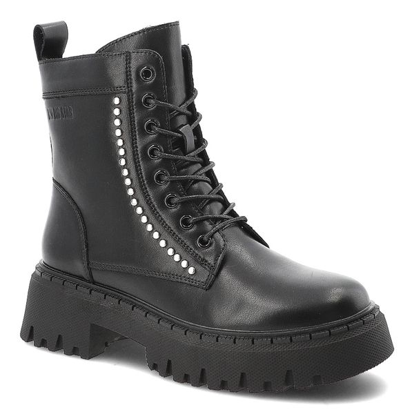 Czarne Glany Big Star Solidne Obuwie Damskie. Czarne botki Big Star, przed kolano, bez obcasa, bez zapięcia. Za 254,99 zł.