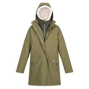 Kurtka turystyczna damska Regatta Shirgley Ash 3w1 wodoodporna 10K długa. Zielone kurtki Regatta, bez wzorów, z poliesteru, bez kaptura. Za 467,00 zł.