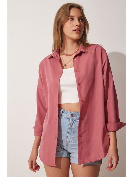 Happiness Istanbul Koszula w kolorze jasnoróżowym rozmiar: 38. Różowe bluzki Happiness Istanbul, bez wzorów, bez kołnierzyka, bez ramiączek. Za 52,30 zł.