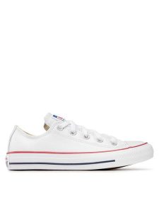 Converse Trampki Chuck Taylor All Star Ox 132173C Biały. Białe trampki Converse, bez wzorów, ze skóry, bez zapięcia. Za 305,99 zł.