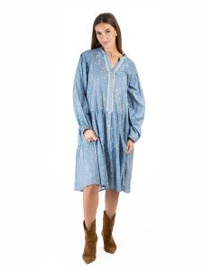 Isla Bonita by SIGRIS Sukienka w kolorze błękitnym rozmiar: XL. Niebieskie sukienki Isla Bonita by SIGRIS, na co dzień, xl, bez wzorów, z bawełny, bez kołnierzyka, bez ramiączek, midi, proste. Za 122,96 zł.
