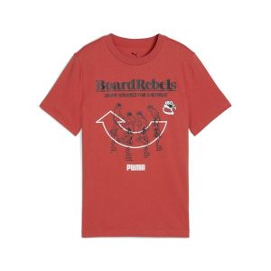 Młodzieżowa koszulka Mid 90s z grafiką PUMA Red Fire. Czerwona bluzki Puma, m, bez wzorów, z gumy, młodzieżowe, bez kołnierzyka, bez ramiączek. Za 80,85 zł.