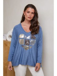 Curvy Lady Sweter w kolorze niebieskim rozmiar: 40/42. Niebieskie swetry oversize Curvy Lady, bez wzorów, bez ramiączek. Za 134,53 zł.