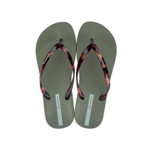 Klapki damskie Ipanema Anatomica Connect. Zielone klapki Ipanema, bez wzorów, z materiału, bez obcasa. Za 96,99 zł.