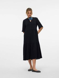 Vero Moda Sukienka "Easy" w kolorze czarnym rozmiar: L. Czarne sukienki Vero Moda, l, bez wzorów, z wiskozy, bez kołnierzyka, bez ramiączek, maxi. Za 79,03 zł.