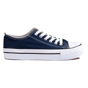 Granatowe trampki damskie niebieskie. Niebieskie trampki bez wzorów, bez zapięcia. Za 86,94 zł.