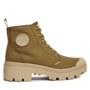 Trapery Palladium. Brązowe buty zimowe Palladium, bez obcasa, bez zapięcia. Za 479,99 zł.