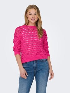 ONLY Sweter Linda 15311772 Różowy Regular Fit. Czerwone swetry klasyczne ONLY, s, z syntetyku, bez kołnierzyka. Za 109,99 zł.