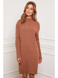 Joséfine Sukienka dzianinowa "Doumbia" w kolorze karmelowym rozmiar: M. Brązowe sukienki Joséfine, na co dzień, m, bez wzorów, z dzianiny, bez kołnierzyka, bez ramiączek, midi, proste. Za 195,99 zł.