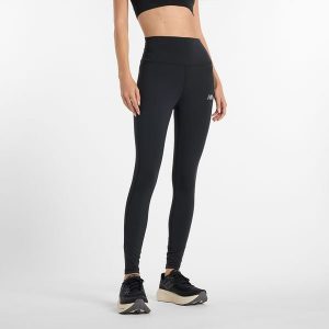 Legginsy damskie do biegania New Balance Sleek WP51237BK – czarne. Czarne legginsy New Balance, bez wzorów, z lycry, z podwyższonym stanem. Za 329,99 zł.