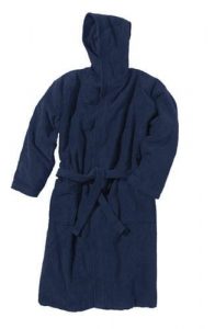 Szlafrok z kapturem Beco granatowy. Niebieskie szlafroki BECO, m, bez wzorów, z tkaniny, z kapturem. Za 375,99 zł.