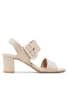 Caprice Sandały 9-28306-42 Écru. Białe sandały Caprice, bez wzorów, ze skóry, bez obcasa, na słupku, bez zapięcia. Za 229,99 zł.
