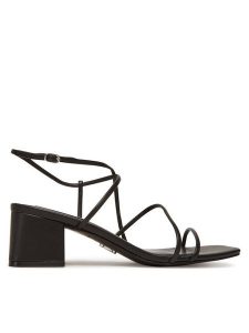 Steve Madden Sandały Remmi SM11003296 Czarny. Czarne sandały Steve Madden, bez wzorów, ze skóry, bez obcasa, na słupku, bez zapięcia. Za 279,99 zł.