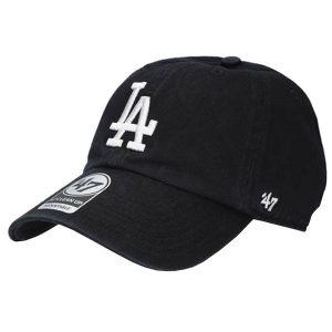 Czapka z daszkiem dla dorosłych 47 Brand MLB Los Angeles Dodgers 47 Clean Up Cap. Czarne czapki 47 Brand, bez wzorów, z bawełny, sportowe. Za 121,75 zł.