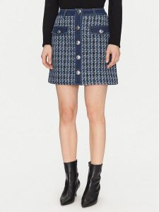 Morgan Spódnica mini 251-JIKI Niebieski Regular Fit. Niebieskie spódnice Morgan, bez wzorów, z syntetyku, mini. Za 169,99 zł.