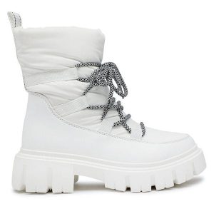 Trzewiki Jenny Fairy. Białe botki Jenny Fairy, bez wzorów, bez obcasa, na płaskiej podeszwie, bez zapięcia. Za 179,99 zł.