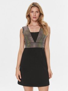 Guess Sukienka koktajlowa Farah W4RK55 KC2C0 Czarny Regular Fit. Czarne kombinezony Guess, xxl, z aplikacjami, z syntetyku, wizytowe, bez kołnierzyka, bez ramiączek. Za 299,99 zł.