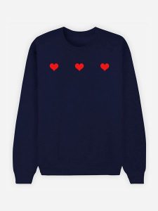 WOOOP Bluza "Trois Petits Coeurs" w kolorze granatowym rozmiar: XL. Niebieskie bluzy Wooop, xl, bez wzorów, z bawełny, bez kaptura. Za 100,99 zł.