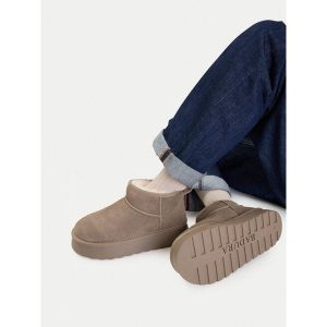 Śniegowce Badura. Szare buty zimowe Badura, bez obcasa, bez zapięcia. Za 229,99 zł.
