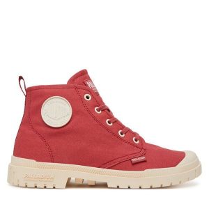 Trapery Palladium. Czerwone buty zimowe Palladium, bez obcasa, bez zapięcia. Za 209,99 zł.