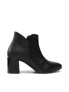 Lasocki Botki 5556-01 Czarny. Czarne botki Lasocki, bez wzorów, ze skóry, bez obcasa, na słupku, bez zapięcia. Za 139,99 zł.