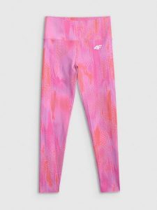 4F Legginsy treningowe szybkoschnące damskie - różowe XL. Czerwone legginsy 4f, bez wzorów, z materiału, z podwyższonym stanem. Za 149,99 zł.