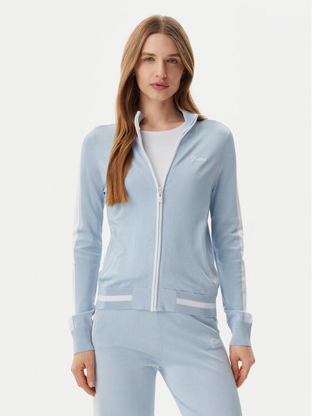 Guess Bluza V5GQ01Z3D60 Niebieski Regular Fit. Niebieskie bluzy Guess, s, z aplikacjami, z wiskozy, bez kaptura. Za 259,99 zł.