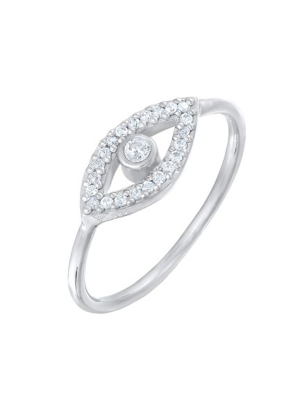 Elli Damski symbol Evil Eye mieniący się kryształkami cyrkonii w srebrze próby 925 Sterling Silver Pierścionki 1 ct. Szare pierścionki Elli, z cyrkonią, srebrne. Za 252,59 zł.