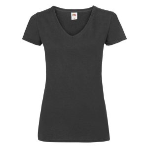 Koszulka Z Dekoltem W Szpic Dla Kobiet. Czarne bluzki FRUIT OF THE LOOM, m, bez wzorów, sportowe, bez kołnierzyka, bez ramiączek. Za 33,99 zł.