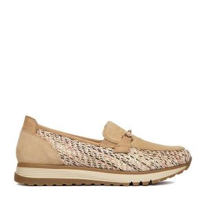 Półbuty Rieker. Brązowe półbuty Rieker, bez wzorów, bez obcasa, na płaskiej podeszwie, bez zapięcia. Za 369,99 zł.