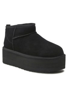 Ugg Śniegowce W Classic Ultra Mini Platform 1135092 Czarny. Czarne buty zimowe Ugg, ze skóry, bez obcasa, bez zapięcia. Za 819,99 zł.