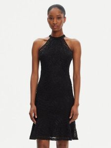 Guess Sukienka koktajlowa W5YK0C KCS90 Czarny Classic Fit. Czarne kombinezony Guess, xl, z aplikacjami, z syntetyku, wizytowe, bez kołnierzyka, bez ramiączek. Za 393,00 zł.