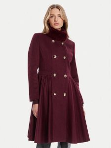 Rinascimento Płaszcz przejściowy CFC0125794003 Bordowy Regular Fit. Czerwone płaszcze Rinascimento, l, bez wzorów, z syntetyku, bez kaptura. Za 999,99 zł.