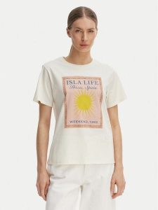Weekend Max Mara T-Shirt Pantera 2615971032 Écru Regular Fit. Białe t-shirty Weekend Max Mara, s, bez wzorów, z bawełny, bez kołnierzyka, bez ramiączek. Za 298,99 zł.