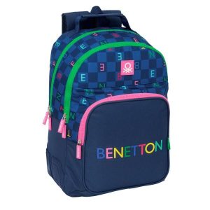 Plecak szkolny Benetton Damero Granatowy. Niebieskie plecaki Benetton. Za 258,80 zł.