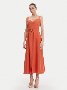 Liu Jo Sukienka letnia WA5312 T4818 Pomarańczowy Regular Fit. Brązowe sukienki Liu Jo, na lato, bez wzorów, z syntetyku, bez kołnierzyka, bez ramiączek. Za 689,99 zł.