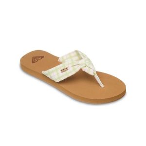 Sandały klapki japonki damskie PAIA. Zielone klapki Roxy, bez wzorów, z tkaniny, bez obcasa. Za 119,99 zł.