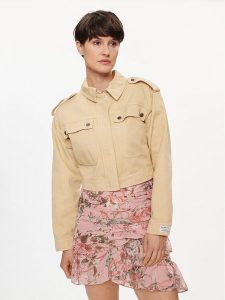 Pepe Jeans Kurtka przejściowa Samantha PL402363 Beżowy Regular Fit. Brązowe kurtki Pepe Jeans, l, bez wzorów, z bawełny, bez kaptura. Za 449,99 zł.