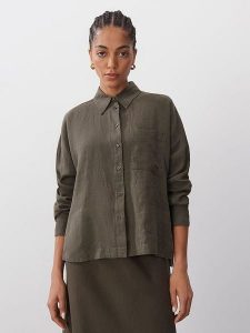 Someday. Koszula w kolorze khaki rozmiar: S. Brązowe koszule someday., s, bez wzorów, ze lnu, bez kołnierzyka, bez ramiączek. Za 239,99 zł.