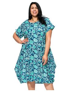 Aller Simplement Sukienka w kolorze niebiesko-turkusowym rozmiar: 42/44. Niebieskie sukienki Aller Simplement, bez wzorów, z bawełny, klasyczne, bez kołnierzyka, bez ramiączek, midi. Za 100,99 zł.